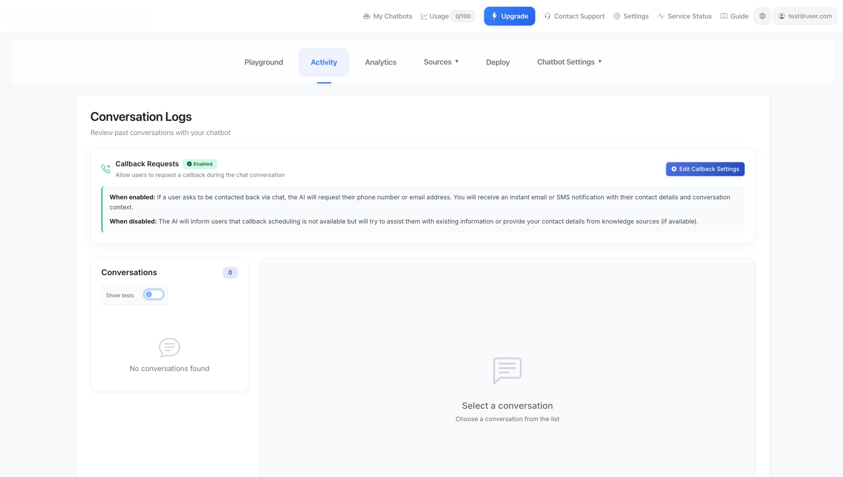 Etkinlik ve konuşma kayıtları