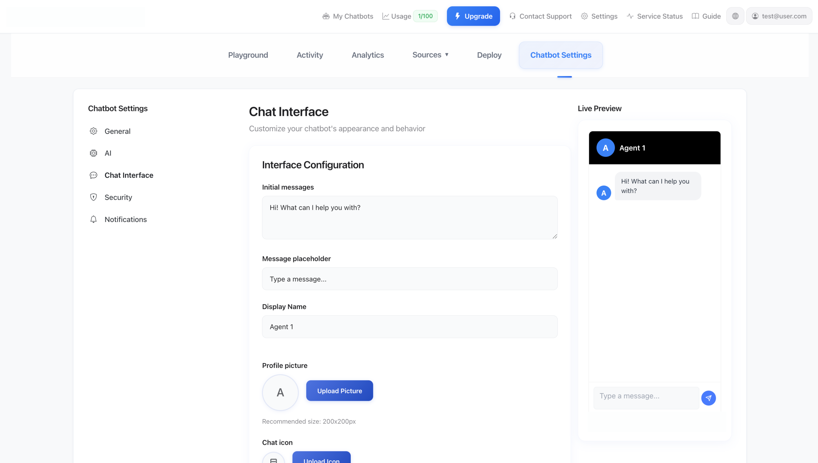 Sohbet arayüzü ayarları
