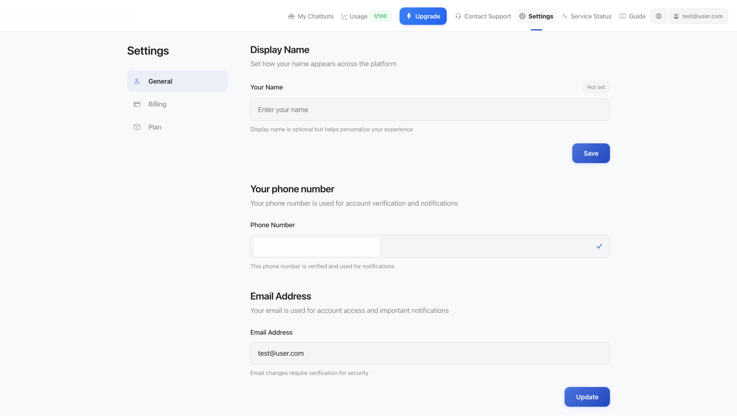 Hesap ayarları - Genel