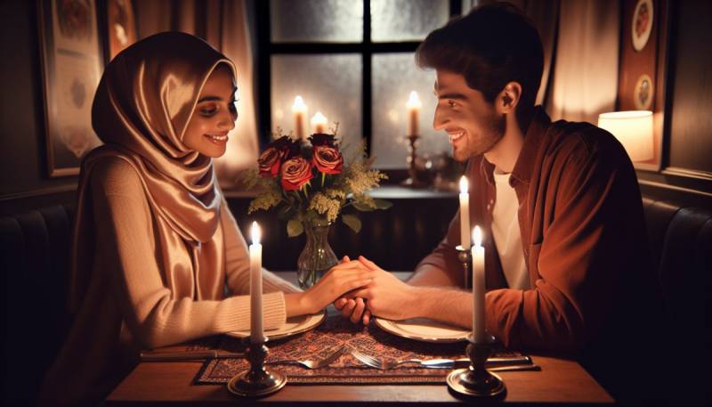 Mumlar ve güllerle hazırlanmış romantik Sevgililer Günü yemeği